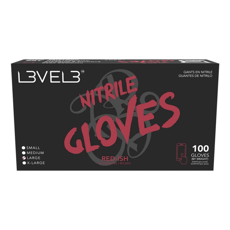 L3VEL3 RED-ISH NITRILE GLOVES 100CT